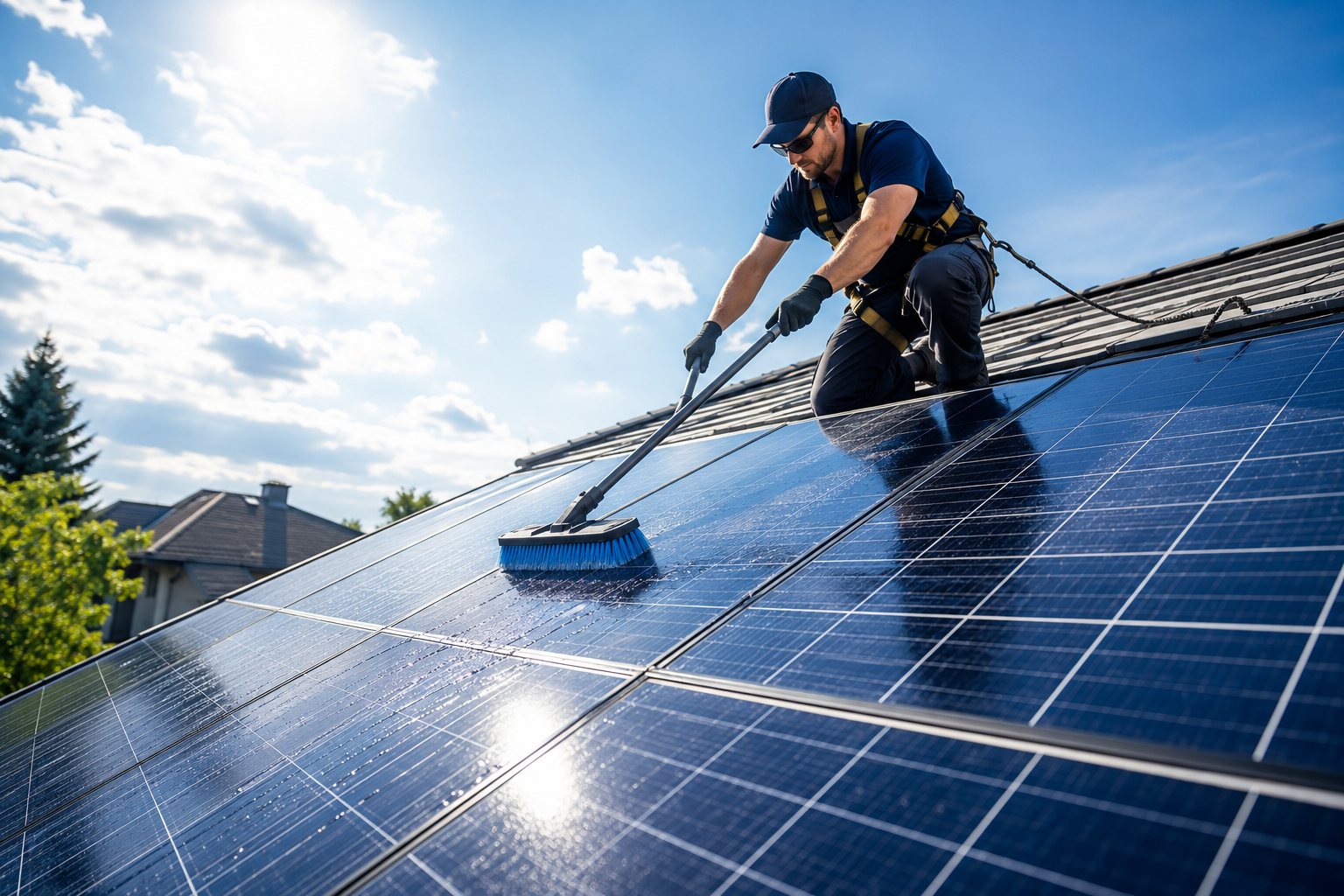Solar panels on a sunny rooftop